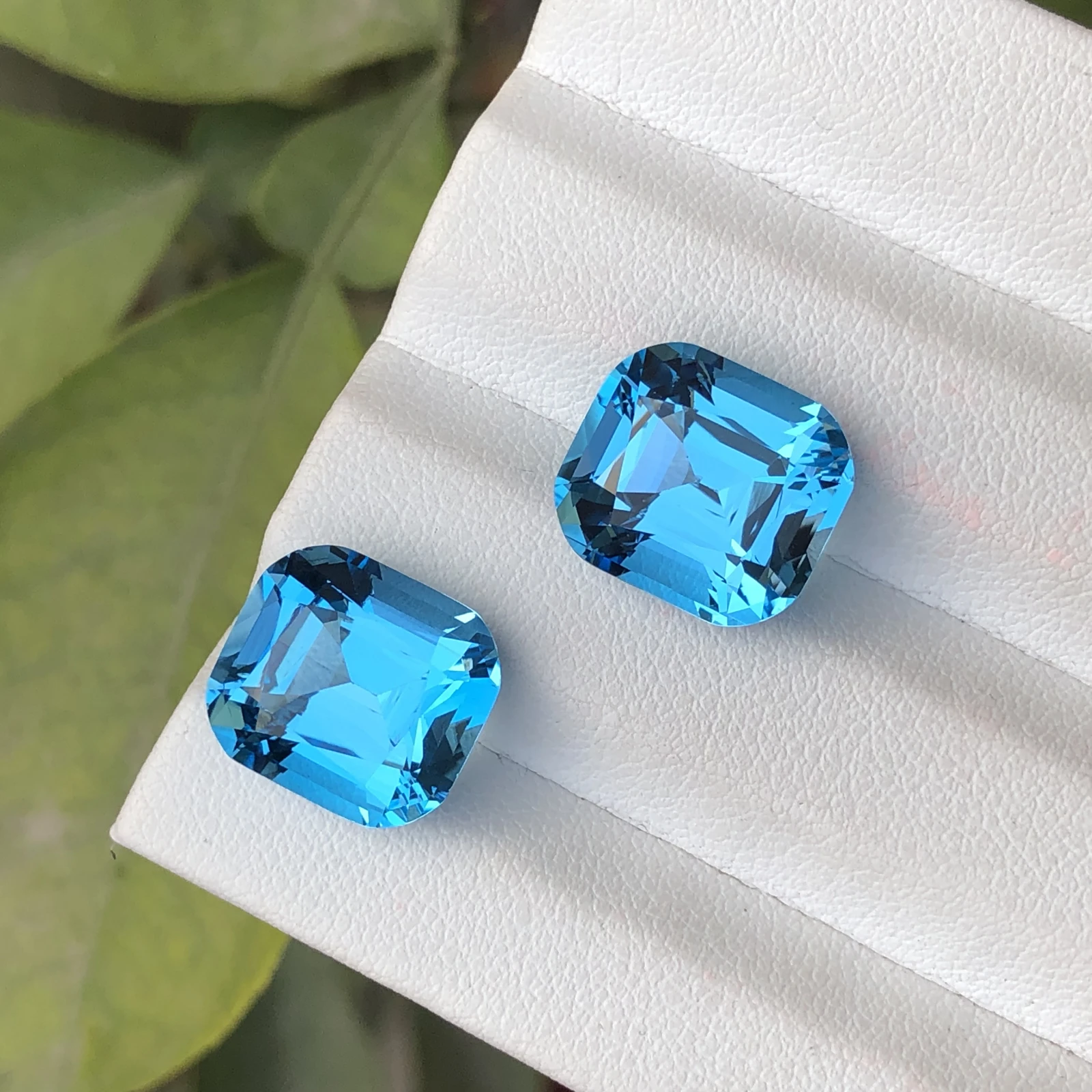 22.10ct Natural Swiss Blue Pair Cushion Shape Loose Gemstone — view 1